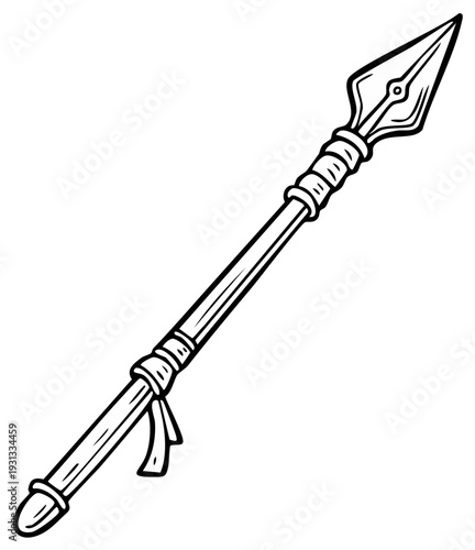 Black and White Illustration of a Spear, Ideal for Symbolism and War Concepts