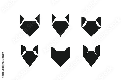 Set of fox design with creative modern element idea concept and icon