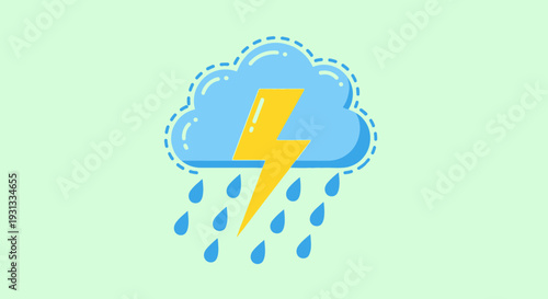 Weather icon depicting a thunderstorm with lightning and rain.