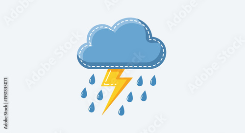 Weather icon with cloud, rain, and lightning bolt symbol.
