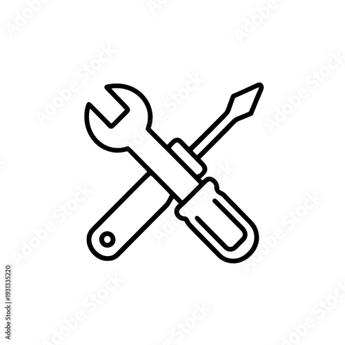 Outline Crossed Wrench and Screwdriver Ui Icon for App Ui