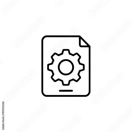 Outline Document with Gear Icon for App UI