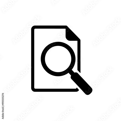 Outline Document with Magnifying Glass UI Icon for Web Interface