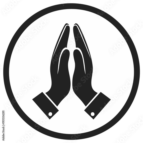 Hands Together in Prayer Inside a Circle - Conceptual Symbol of Faith and Spirituality