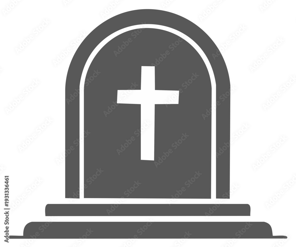 Fototapeta premium Grave marker with Christian cross symbol for funeral and memorial design
