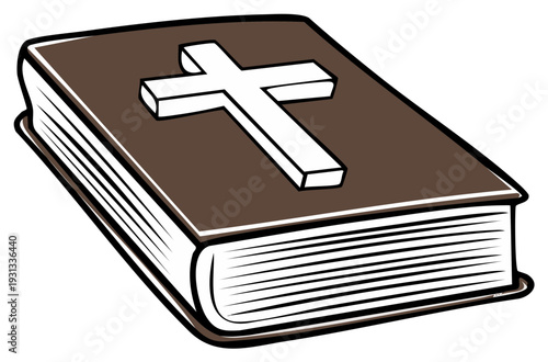 Christian Holy Bible with Cross Illustration