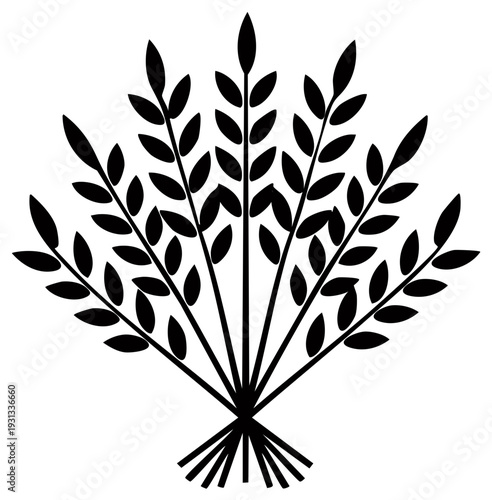 Stylized Wheat Sheaf Emblem Agriculture Harvest Celebration Symbol Design