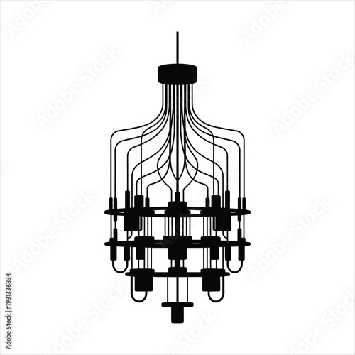 Black silhouette modern contemporary chandelier elegant ceiling light fixture design