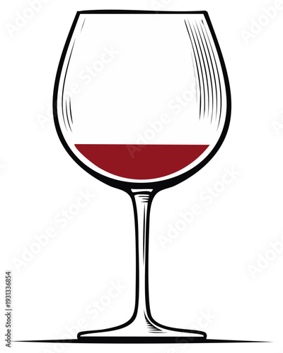 Elegant Vector Illustration of a Wine Glass Filled with Red Wine