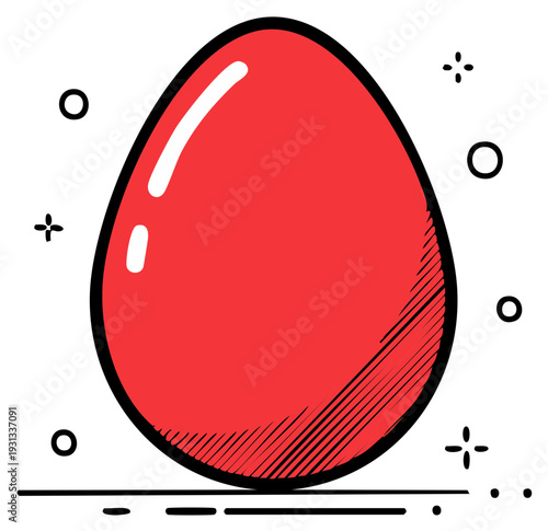 Red Easter Egg Illustration Whimsical Design Springtime Holiday Graphic