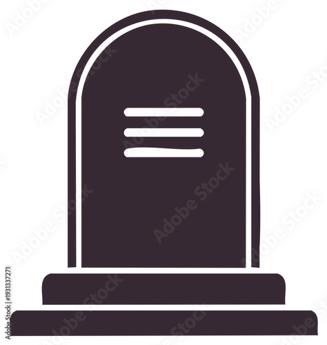 Simple grave headstone icon illustration for memorial funeral and Halloween design