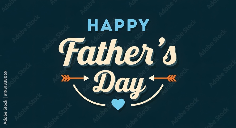 Obraz premium Happy fathers day greeting card with decorative text and heart on dark background