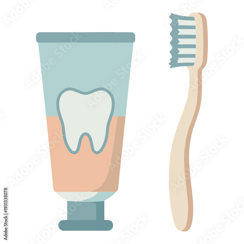 Toothpaste Tube and Brush Oral Care UI Icon for Mobile Interface