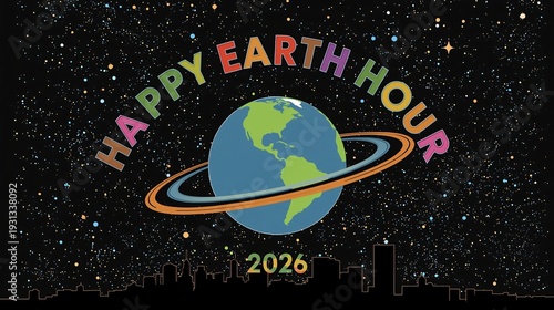 Celebrating earth hour 2026 with unity and sustainability in a starry night sky