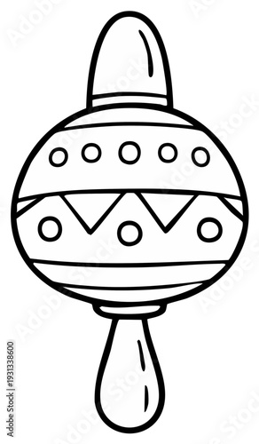 Cartoon line drawing of a maraca musical instrument