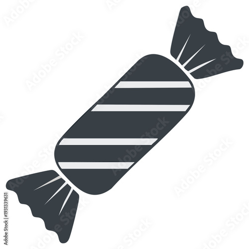 Striped wrapped candy with twisted ends isolated on white