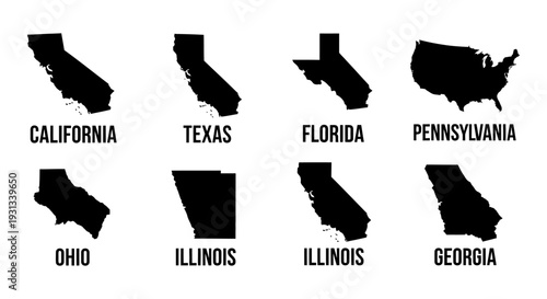 american state silhouettes quiz featuring correctly and incorrectly labeled maps to challenge geography knowledge and education.
