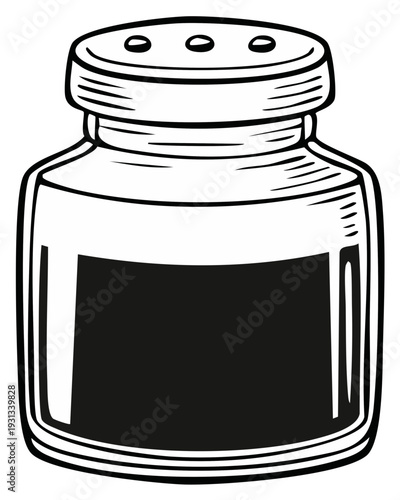 Outline condiment container for table use with shading isolated in flat vector style