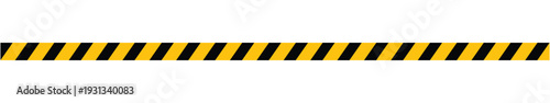 A long, seamless straight border designed for road traffic safety, featuring alternating yellow and black stripes in a bold warning pattern. The line has a striped candy or lollipop-style appearance