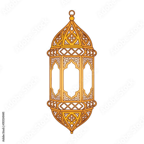 Ornate Golden Lantern with Intricate Design.