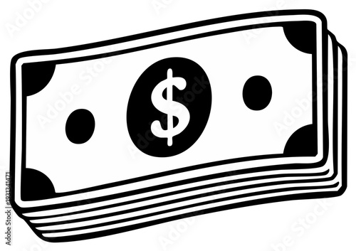 Stack of Dollar Bills Currency Symbol, United States Cash Money Vector Illustration