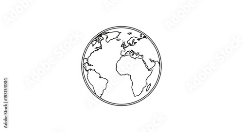Simple line drawing of a globe centered on Africa and the Atlantic Ocean viewed from space
