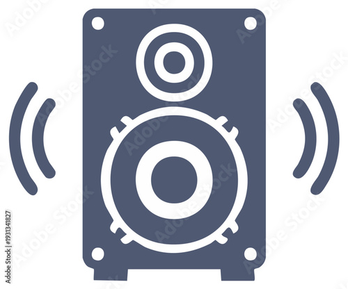 Audio speaker icon with sound waves. Flat vector illustration for music, volume, and sound.