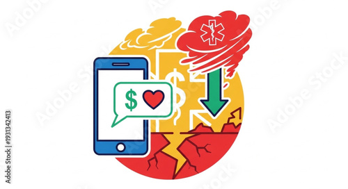 Smartphone health app monitoring heart and finances.