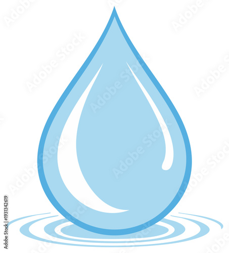 Clean blue water drop creating ripples on a clear surface, pure liquid refreshment