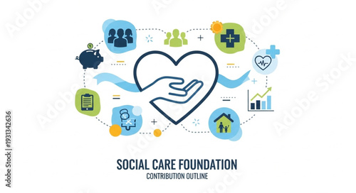 Social Care Foundation Helping Hand Heart Icon Concept.