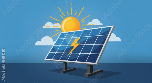 Solar panel generating clean energy under the sun.