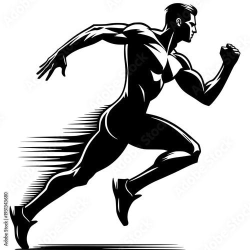 Speed and Determination: Silhouette of an athlete captured in dynamic motion, showcasing the essence of speed and determination.