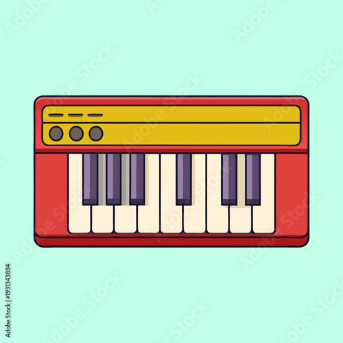 Colorful Toy Piano Keyboard Illustration with a Retro and Playful Design
