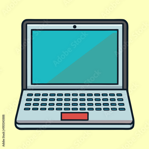 Illustration of a clean modern laptop with an aqua screen and trackpad