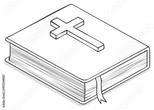 Christian Bible illustration with cross emblem book for religious stories spiritual stories educational content teaching material