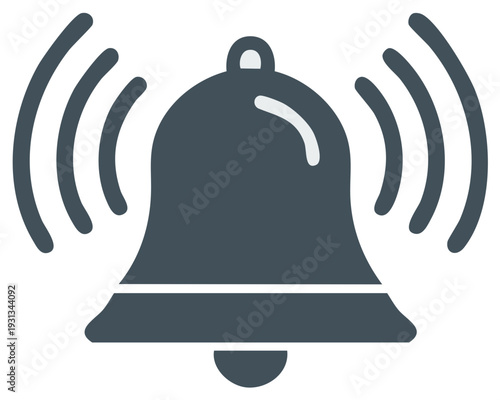 Stylized bell icon with sound waves