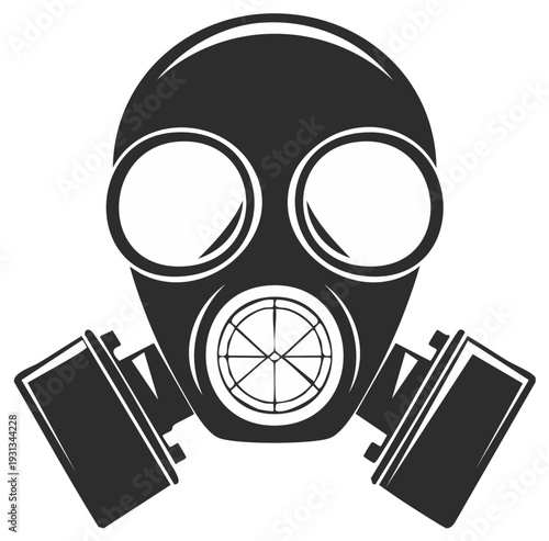 Gas mask icon for protection against pollution, chemical and biological hazards in a minimalist style