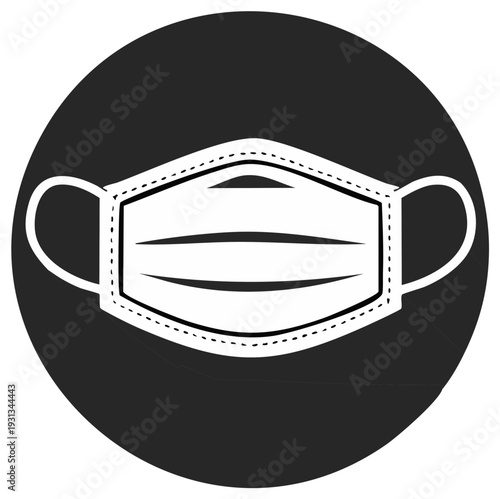 Face Mask Flat Design Icon. Protection. White Color. Covid-19 Prevention, Pandemic.