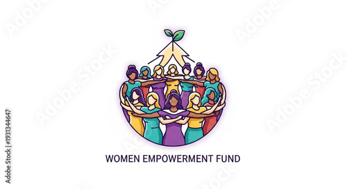 Diverse group of women united in a circle with a Christmas tree above.