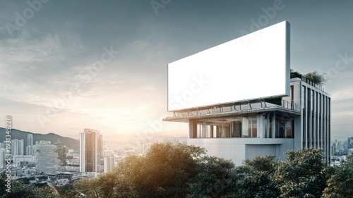 Wallpaper Mural Large Billboard on Building with Skyline View Mockup for Advertising and Marketing Campaigns Torontodigital.ca