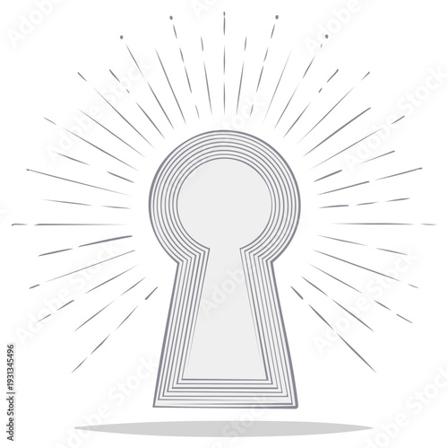Keyhole of opportunity with emanating sun rays showing success and possibility
