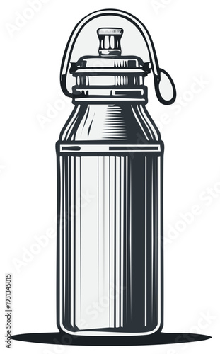 Vintage Metal Milk Can Container with Handle and Lid Vector Illustration