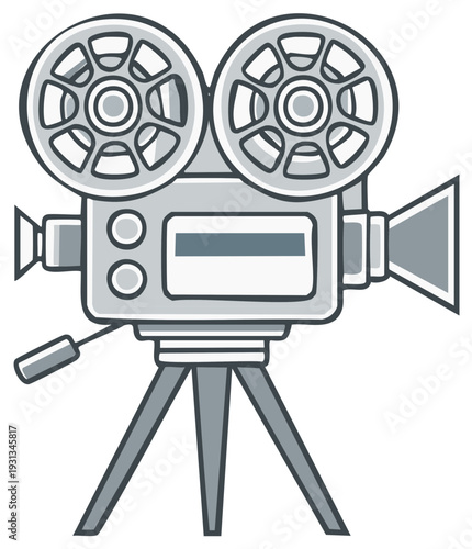 Retro Movie Projector on Tripod Classic Film Screening Equipment
