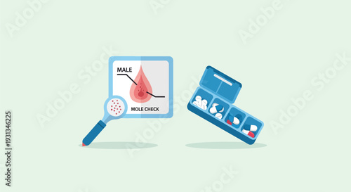 Male Health Checkup: Dermatology Mole Screening and Daily Medication Management with Pill Organizer