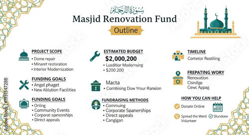 Masjid Renovation Fund Outline Presentation Slide.