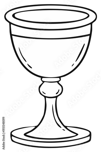 Elegant goblet illustration, line art design, chalice with a decorative stem.
