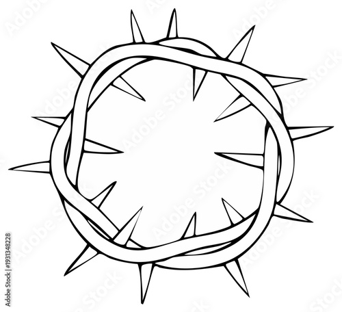 Black and white illustration of a crown of thorns