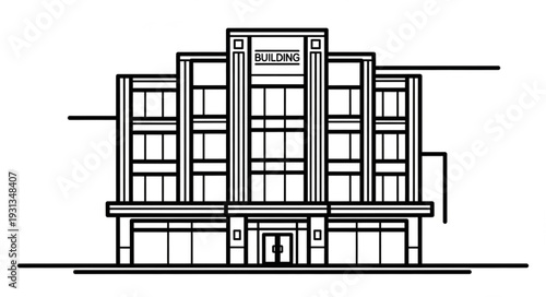 Modern Art Deco Building Facade Illustration.