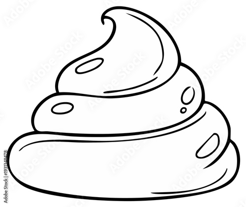 Stylized cartoon poop with a playful, organic swirl design and smooth curves