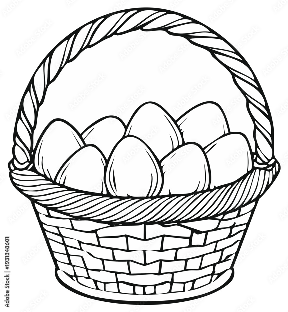 Fototapeta premium Basket of eggs illustration
